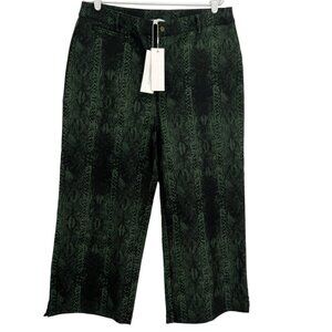 Adyson Parker Women's Wide Leg Stretch‎ Snake Print Green Cropped Pants Size 16